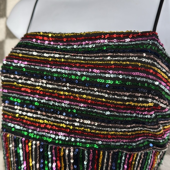 Rainbow sequin dress formal cocktail dress Three pink hearts m adjustable strap - Picture 3 of 13